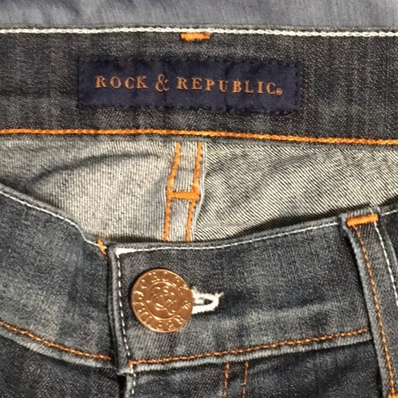 Rock & Republic Double R Embroidered Jeans Womens Size 6 28 capri stitch cuff - Picture 9 of 16